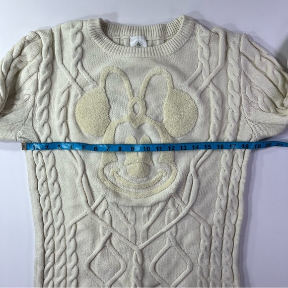 Disney Parks 2022 Exclusive Minnie Mouse Cable Knit Crewneck Sweater - cream, M - Picture 11 of 13